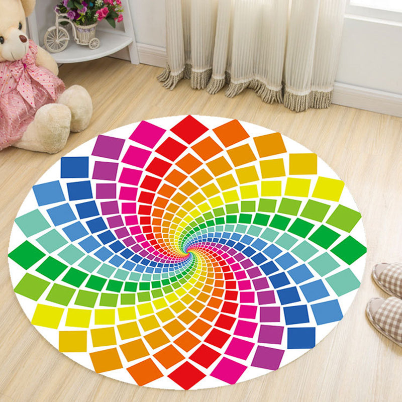 Black Casual Rug Polyester Graphic Rug Non-Slip Backing Rug for Living Room