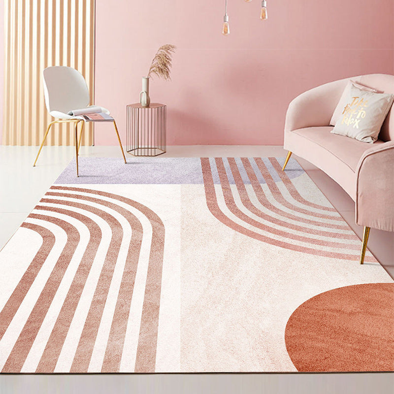 Modern Living Room Area Rug Nordic Color Block Carpet Polyester Indoor Rug with Non-Slip Backing
