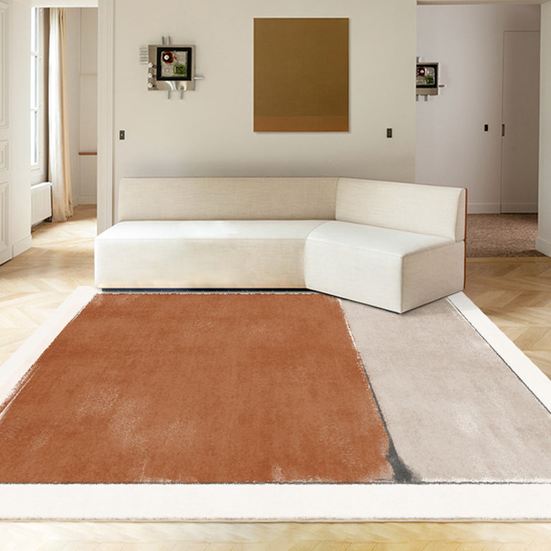 Modern Living Room Area Carpet Color Block Polyester Area Rug Stain Resistant Rug