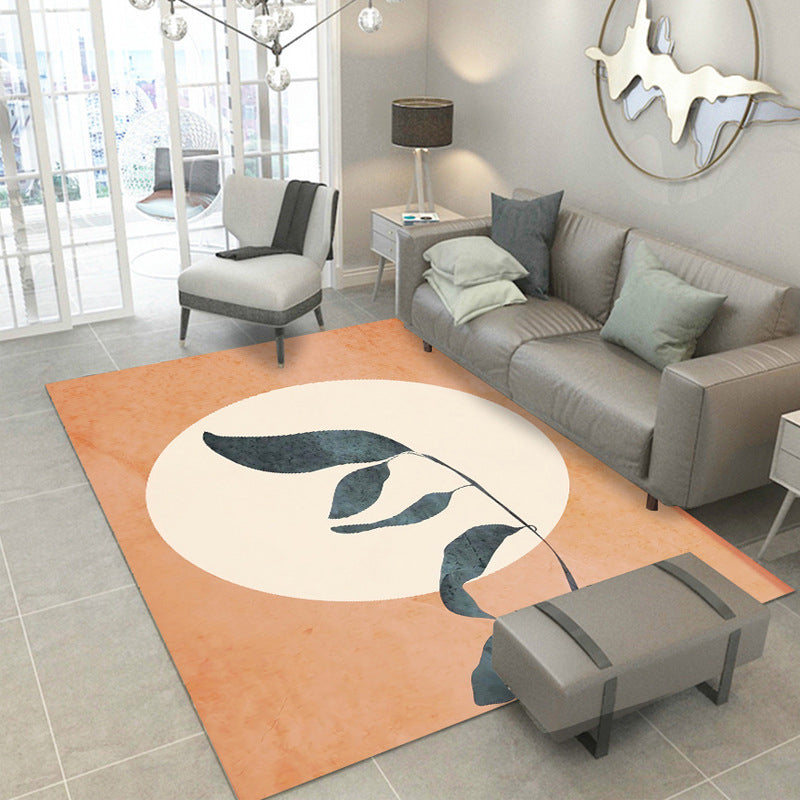 Contemporary Botanical Print Carpet Polyester Area Rug Non-Slip Backing Indoor Rug for Living Room