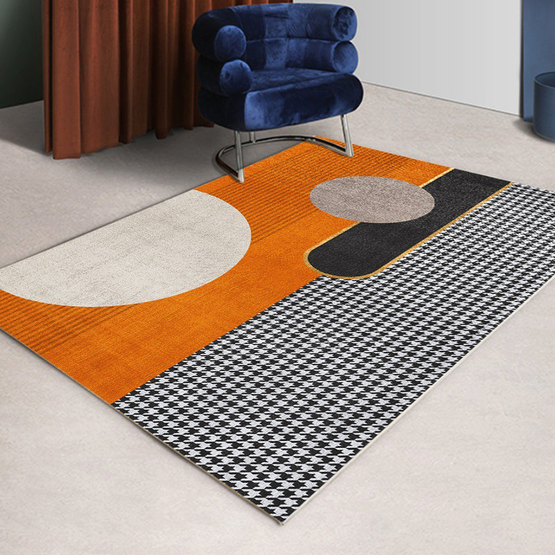 Modern Indoor Rug Leisure Houndstooth Print Polyester Area Rug Stain Resistant Carpet for Home Decor