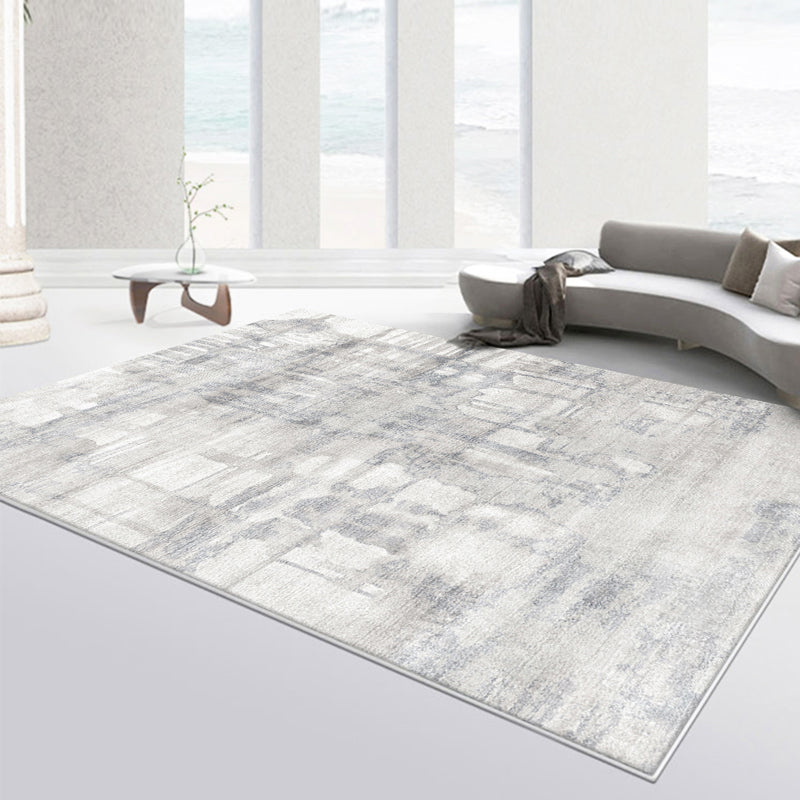 Variegated Gray Area Rug Modern Washable Carpet Polypropylene Non-Slip Area Rug for Living Room