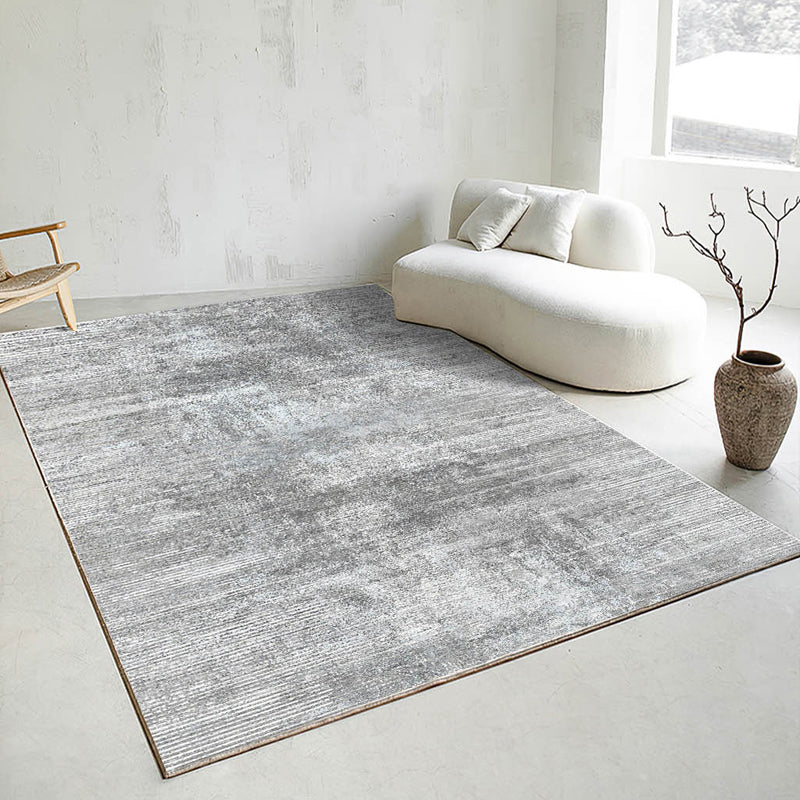 Variegated Gray Area Rug Modern Washable Carpet Polypropylene Non-Slip Area Rug for Living Room
