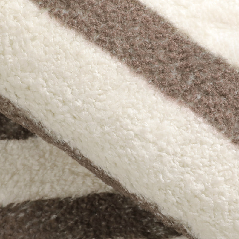 Beige Modern Area Carpet Stripe Pattern Polyester Area Rug Easy Care Washable Rug for Home Decor