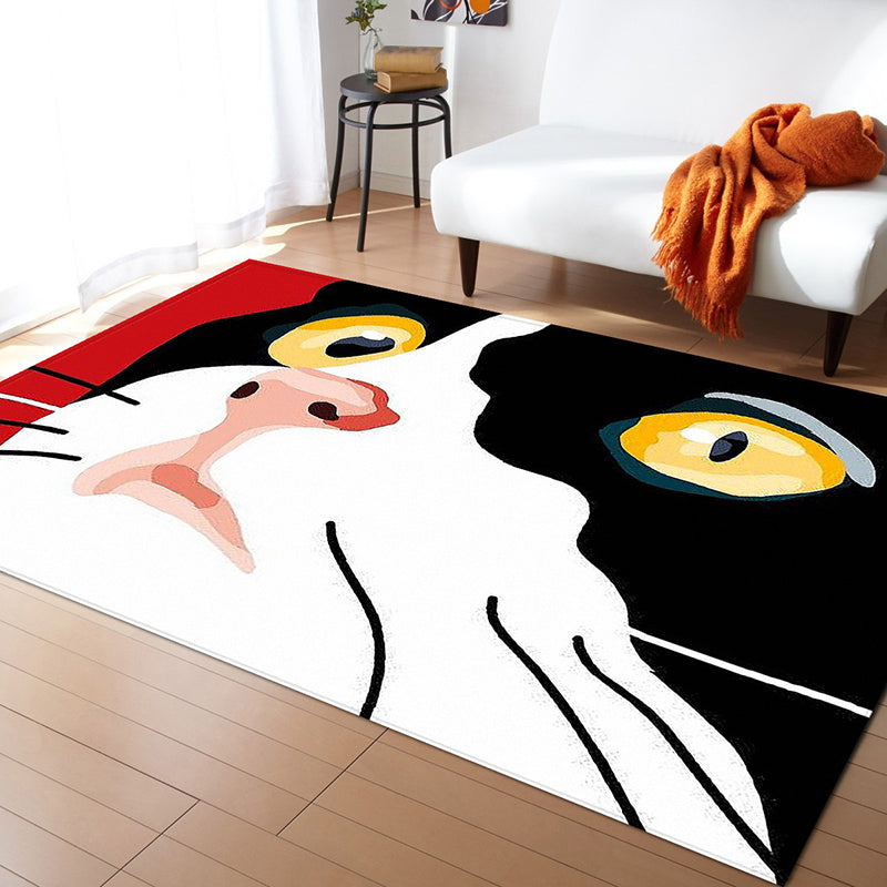 Black Modern Carpet Polyester Elephant Carpet Washable Carpet for Living Room