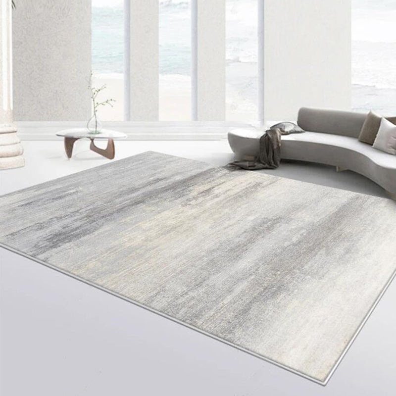 Modern Living Room Carpet Antique Gray Tone Watercolor Rug Polyster Stain Resistant Indoor Rug