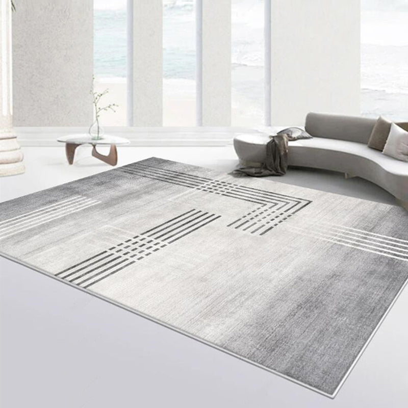 Modern Living Room Carpet Antique Gray Tone Watercolor Rug Polyster Stain Resistant Indoor Rug