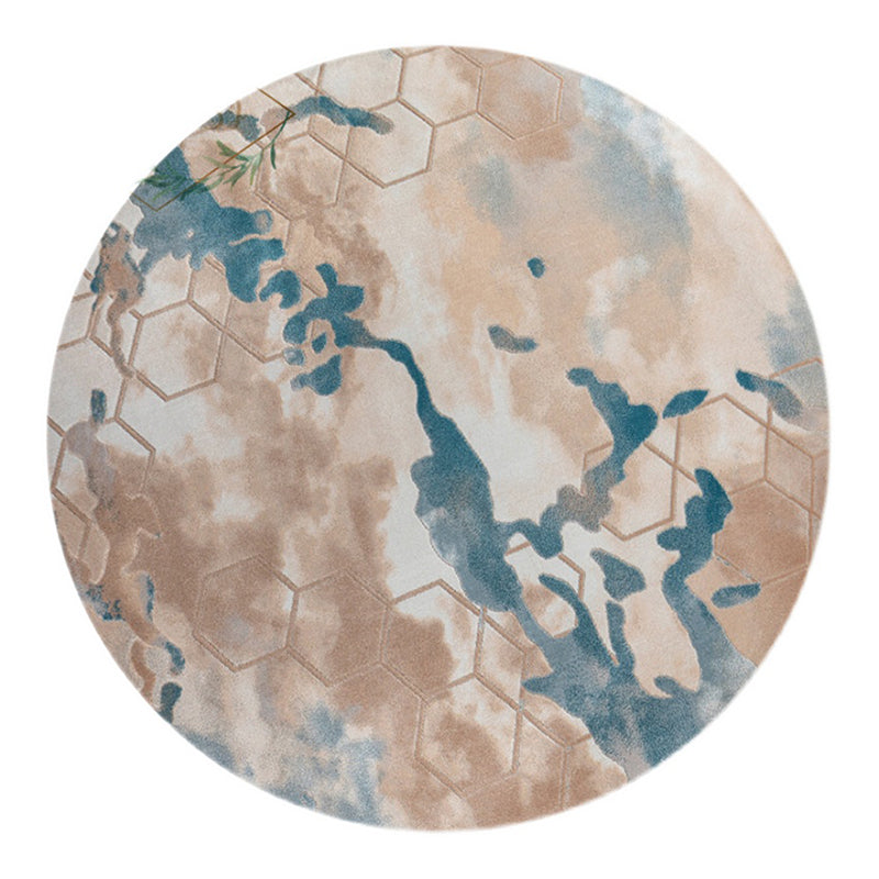 Modern Living Room Area Carpet Khaki Tie-Dye Area Rug Polyester Stain Resistant Rug