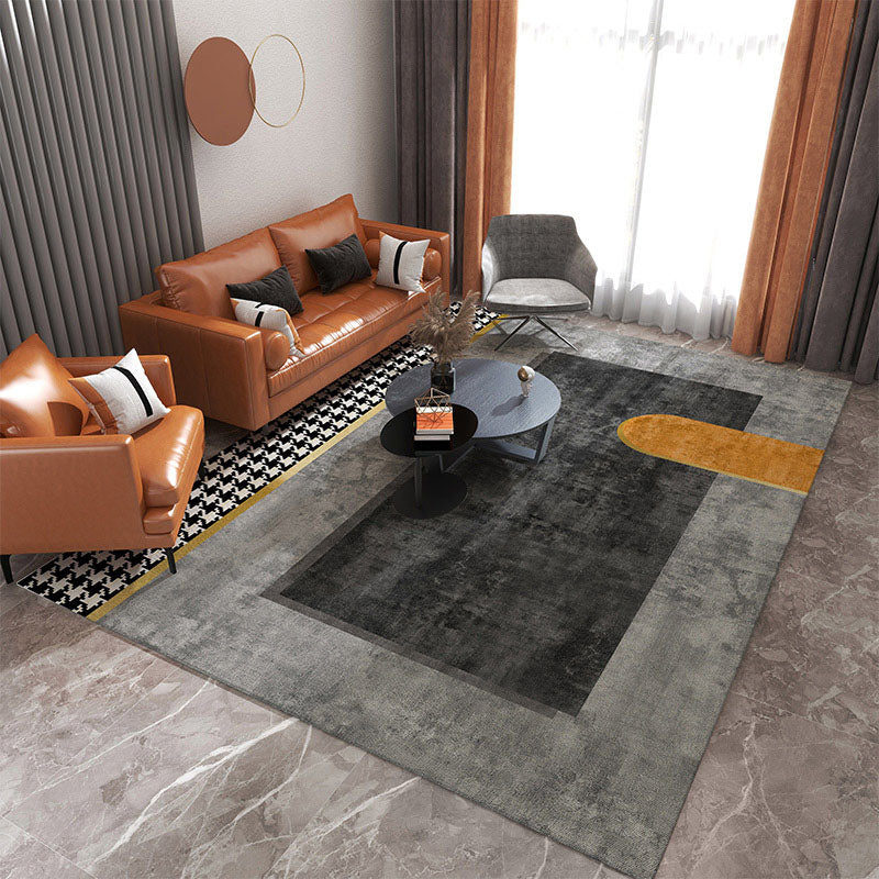 Funky Orange Tone Carpet Modern Contrast Panel Rug Washable Non-Slip Polyester Carpet for Home Decor