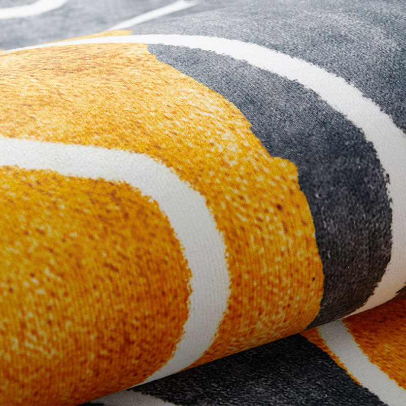 Funky Orange Tone Carpet Modern Contrast Panel Rug Washable Non-Slip Polyester Carpet for Home Decor
