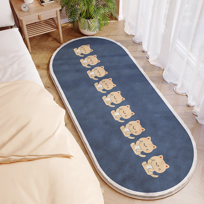 Dark Blue Carpet Polyester Whale Carpet Non-Slip Backing Carpet for Home Decor