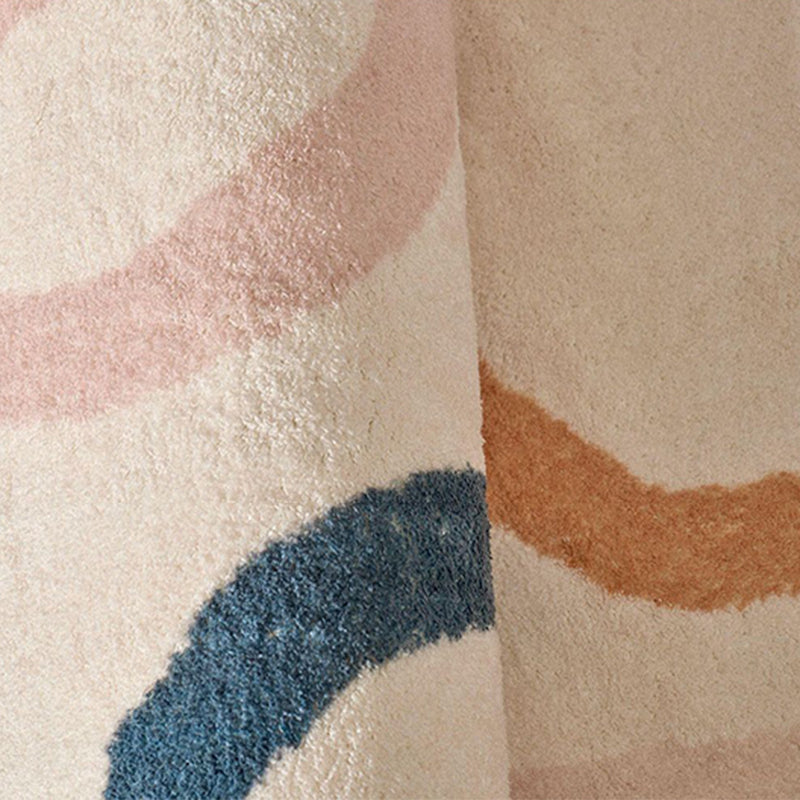 White Simplicity Carpet Polyester Line Carpet Washable Carpet for Home Decoration