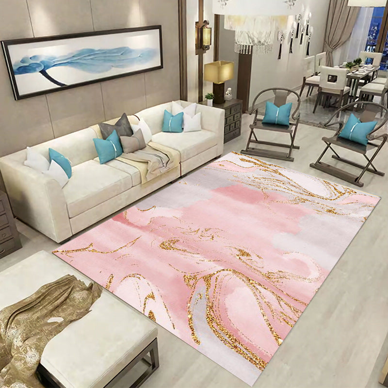 Orange Casual Carpet Polyester Circle Carpet Non-Slip Backing Carpet for Drawing Room