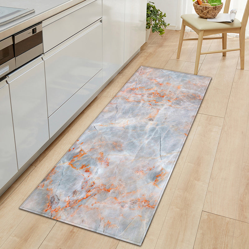 Industrial Marble Print Rug Polyester Indoor Carpet Non-Slip Backing Area Rug for Home Decoration
