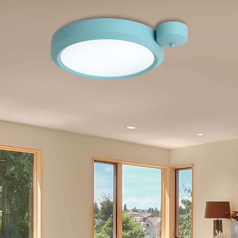 Blue / Red / Yellow Round Flushmount Lighting Metal Integrated Led Nordic Ceiling Flush Light in Second Gear, 20.5 "/25" W
