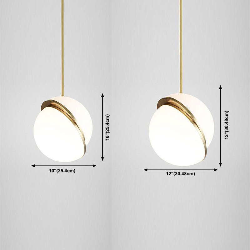 Luz de colgante de bola acrílica blanca Lámpara de suspensión de techo de una cabeza para dormitorio