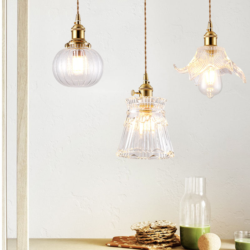 One Head Modern Clear Glass Pendant Light Bedroom Living Room Dining Room Pendant