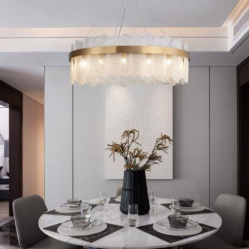 Drum Chandelier Light Fixture Vintage Glass Pendant Lighting for Restaurant