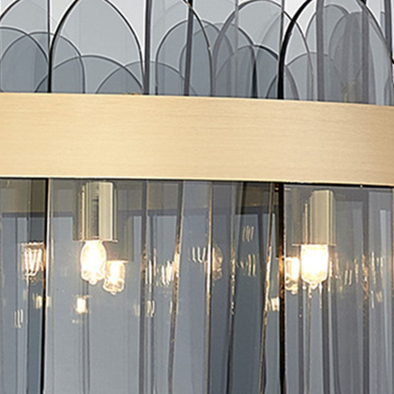 Drum Chandelier Light Fixture Vintage Glass Pendant Lighting for Restaurant