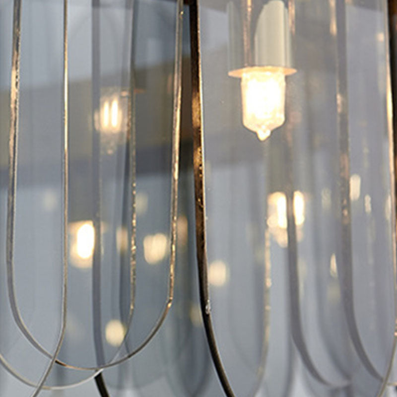 Drum Chandelier Light Fixture Vintage Glass Pendant Lighting for Restaurant