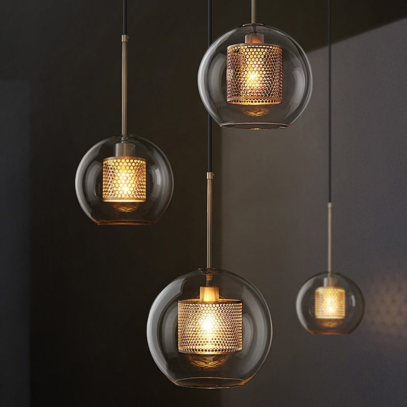 Moderno una testa appesa a palla limpida vetro a base di vetro contemporaneo a ciondolo di illuminazione per sala da pranzo