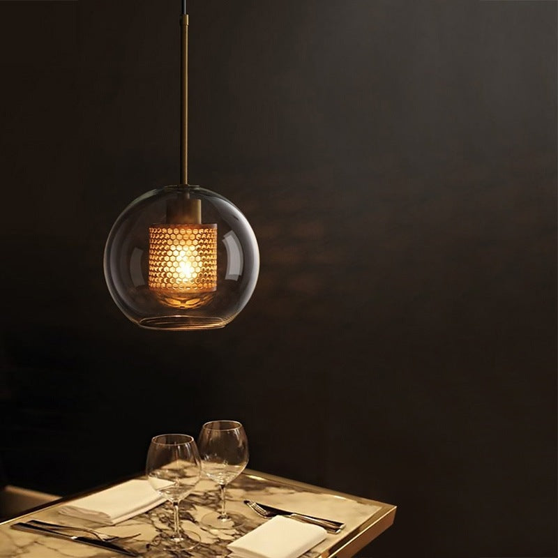 Moderno una testa appesa a palla limpida vetro a base di vetro contemporaneo a ciondolo di illuminazione per sala da pranzo