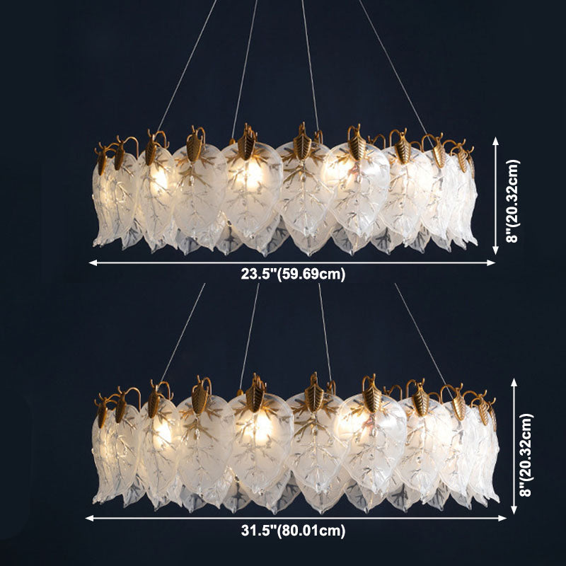 Leaf Chandelier Light Fixture Modern White Glass Pendant Lighting for Restaurant