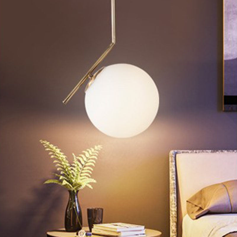 Colgante de forma de bola contemporánea de vidrio blanco 1 colgante de cabeza para comedor
