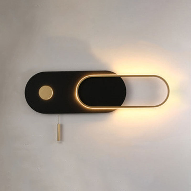 Luz de pared de pared LED de 2 luces Luz de pared de metal posmoderna en negro para dormitorio