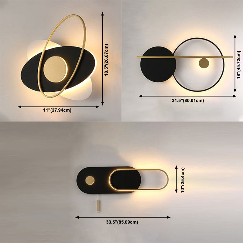 Luz de pared de pared LED de 2 luces Luz de pared de metal posmoderna en negro para dormitorio