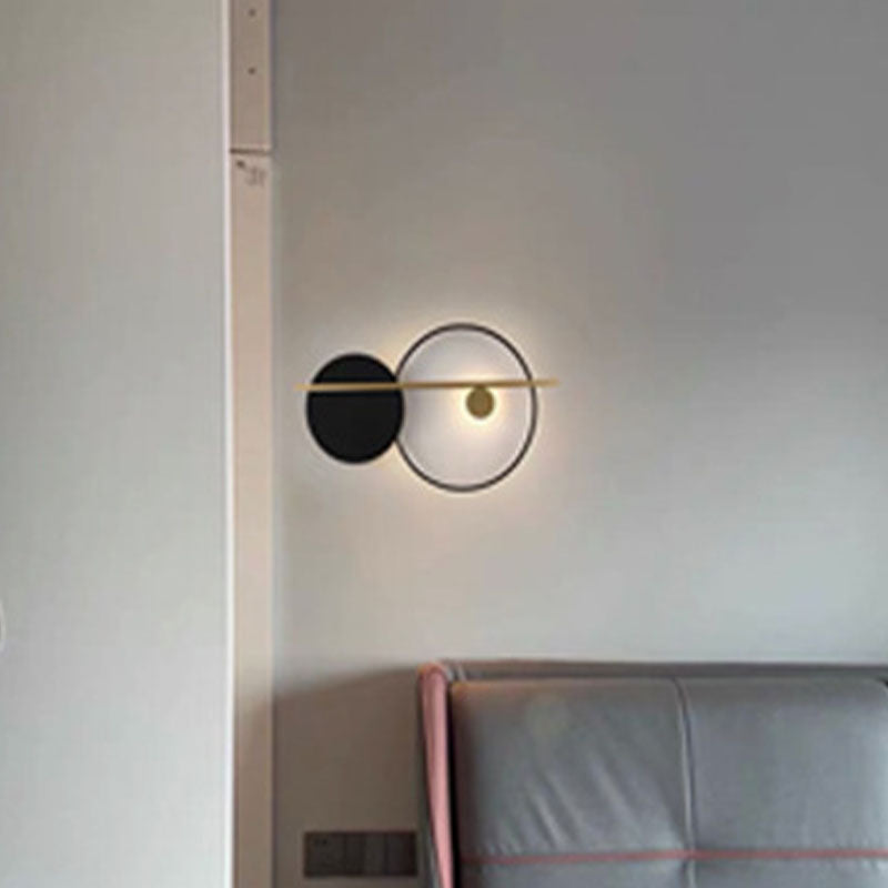 Luz de pared de pared LED de 2 luces Luz de pared de metal posmoderna en negro para dormitorio