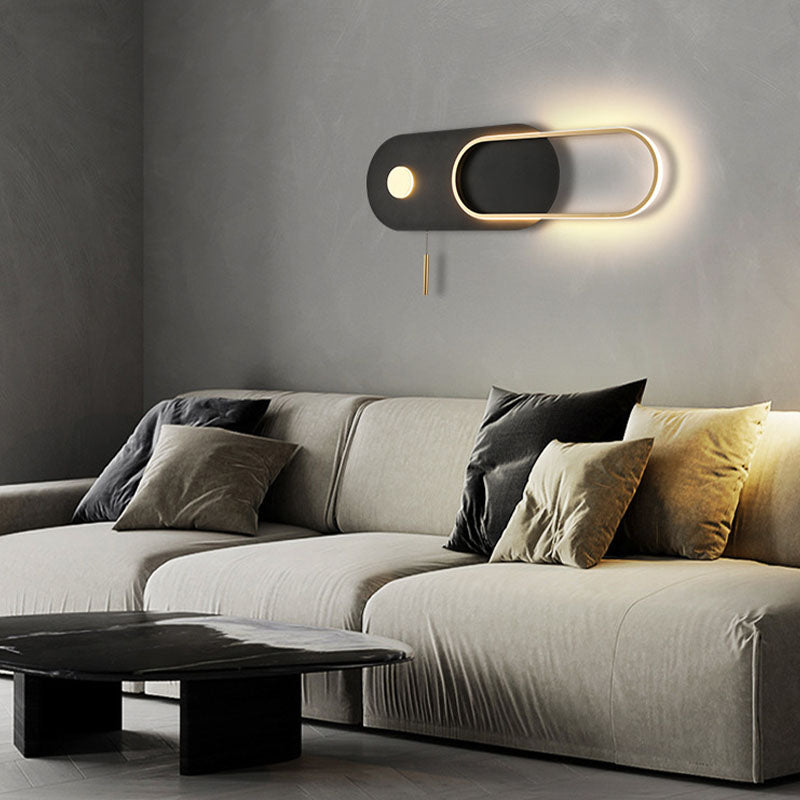 Luz de pared de pared LED de 2 luces Luz de pared de metal posmoderna en negro para dormitorio