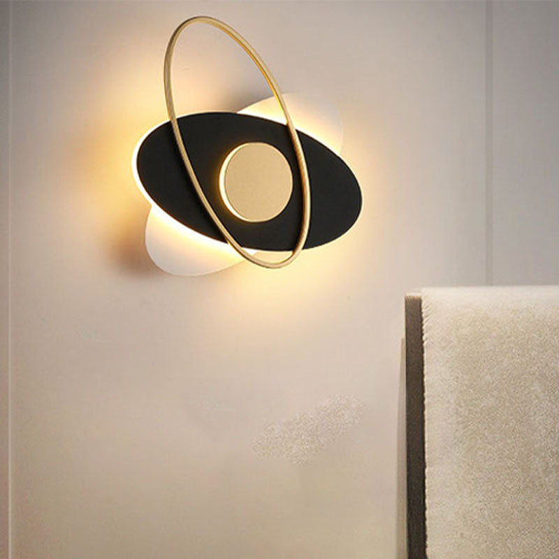 Luz de pared de pared LED de 2 luces Luz de pared de metal posmoderna en negro para dormitorio