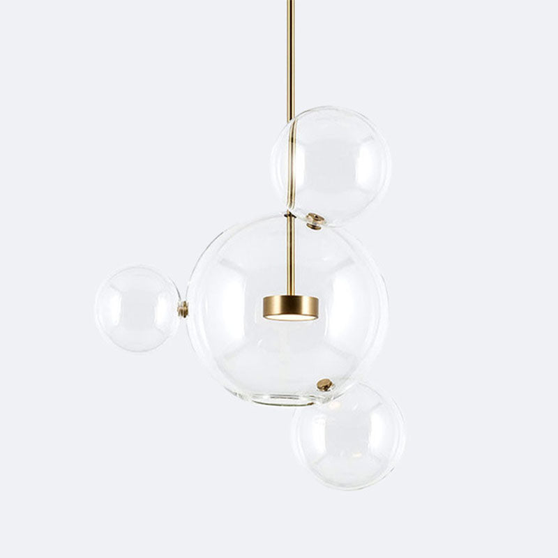 1 pendentif en forme de globe léger avec un luminaire d'éclairage de suspension moderne en verre transparent