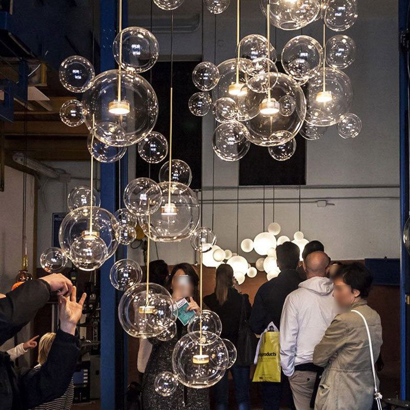 1 pendentif en forme de globe léger avec un luminaire d'éclairage de suspension moderne en verre transparent