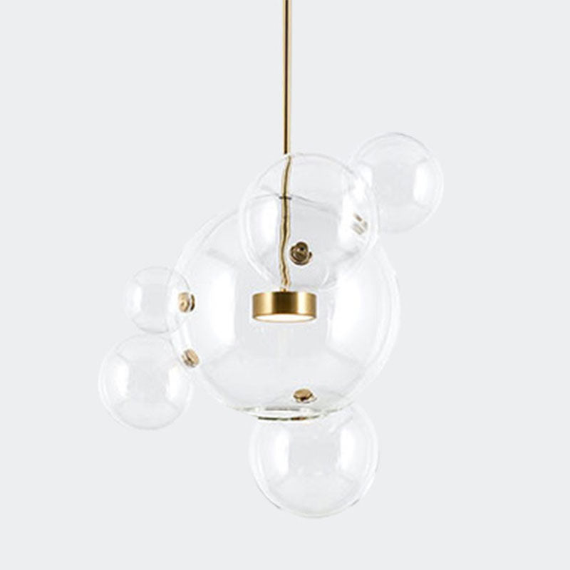 1 pendentif en forme de globe léger avec un luminaire d'éclairage de suspension moderne en verre transparent