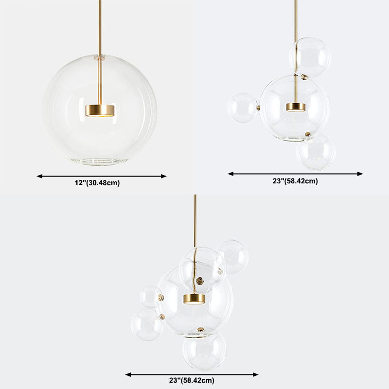 1 pendentif en forme de globe léger avec un luminaire d'éclairage de suspension moderne en verre transparent