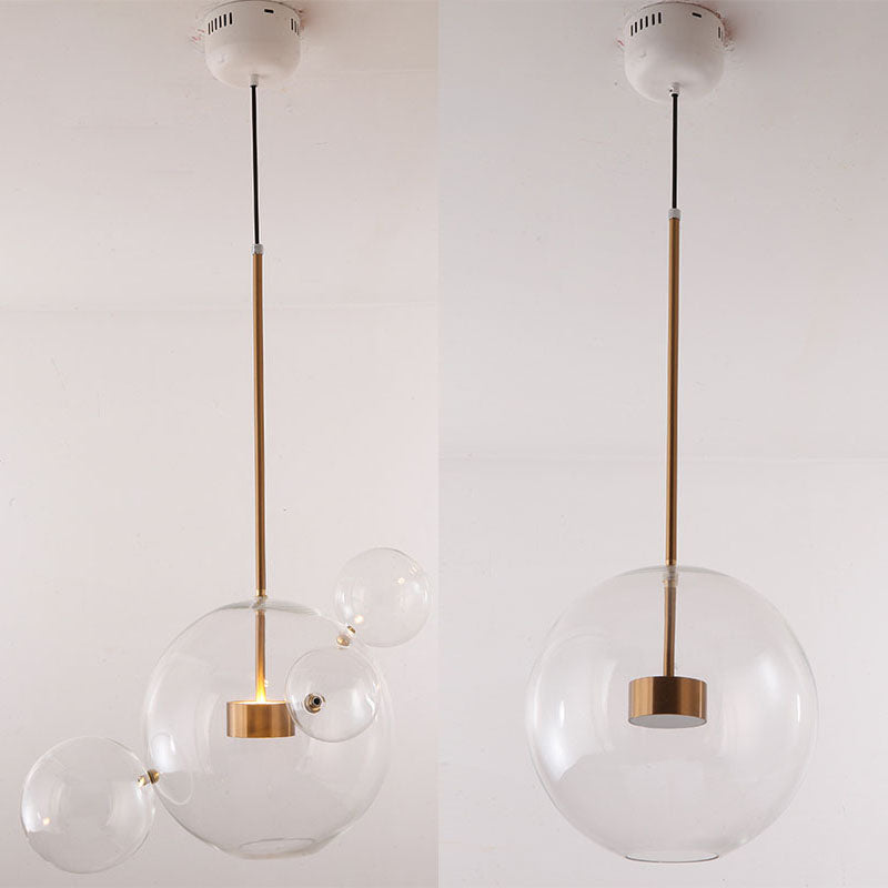 1 pendentif en forme de globe léger avec un luminaire d'éclairage de suspension moderne en verre transparent