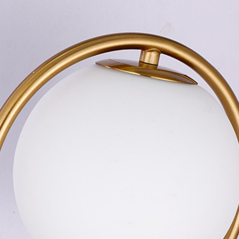 Contemporary Style Metal Wall Sconce with White Glass 1 Light Wall Lamp for Bedside