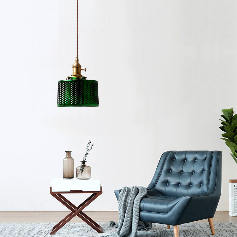 Zeitgenössische grüne Glasanhänger Beleuchtung 1 Kopfhängerlampe für Esszimmer