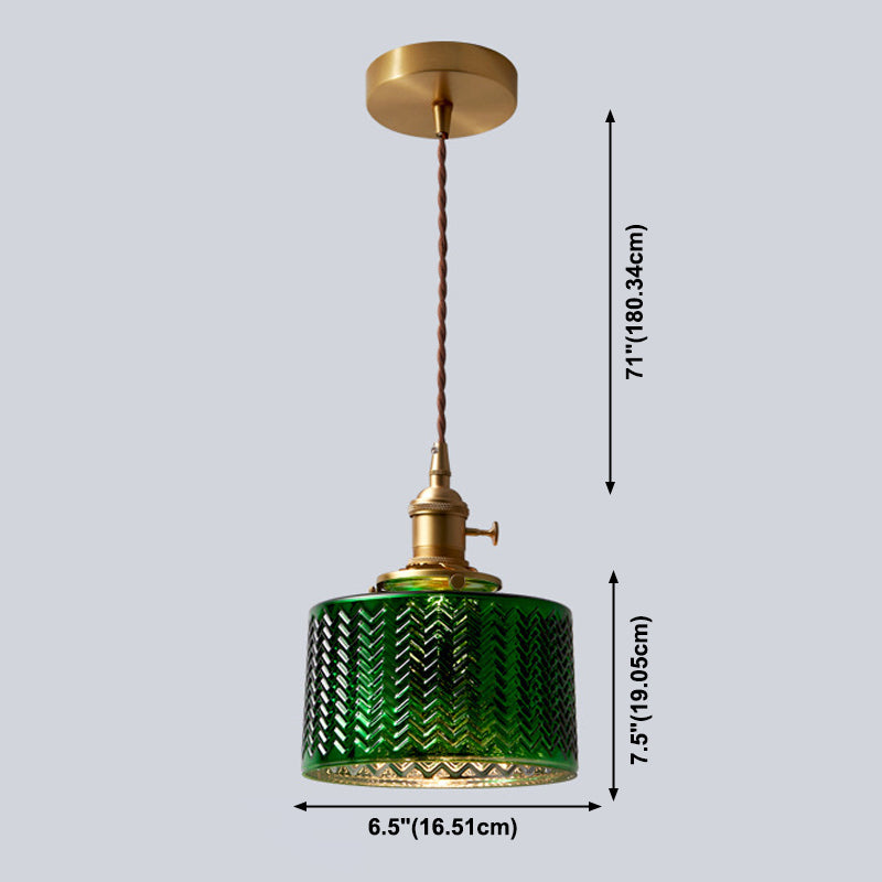 Zeitgenössische grüne Glasanhänger Beleuchtung 1 Kopfhängerlampe für Esszimmer