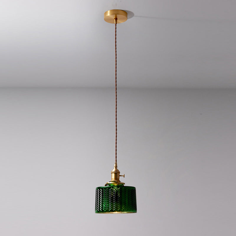 Zeitgenössische grüne Glasanhänger Beleuchtung 1 Kopfhängerlampe für Esszimmer