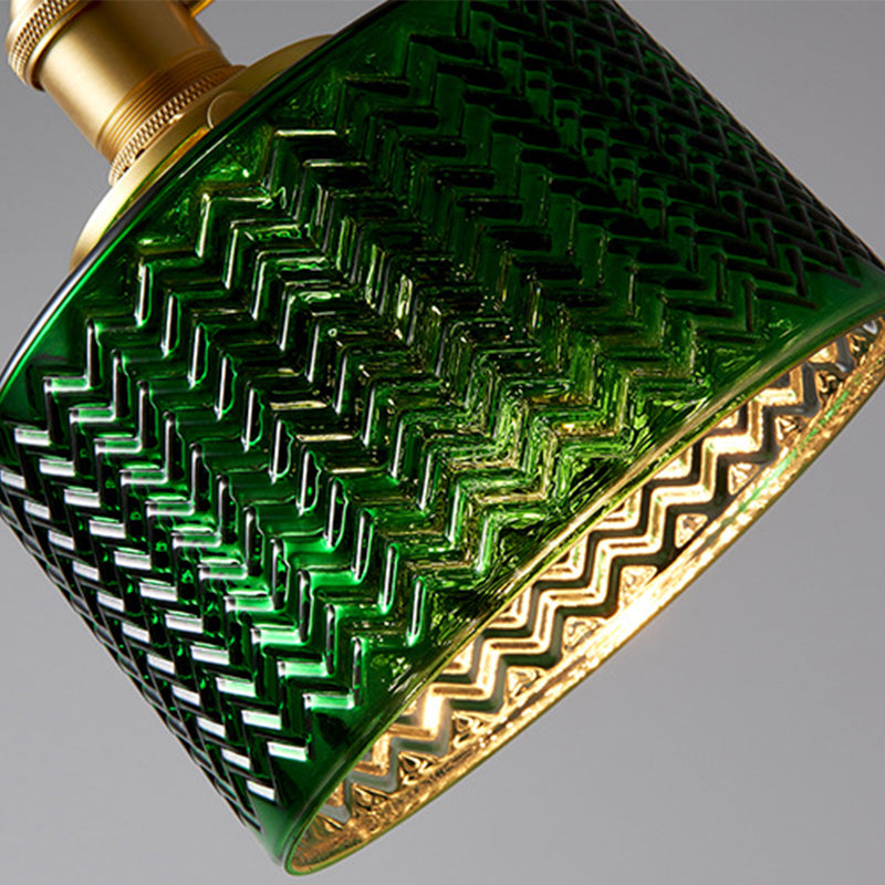 Zeitgenössische grüne Glasanhänger Beleuchtung 1 Kopfhängerlampe für Esszimmer