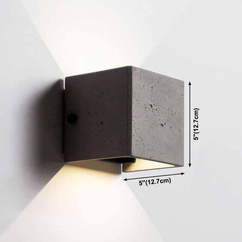 Lámpara de luz cuadrado Lámpara de pared moderna de 1 luz con sombra de cemento gris