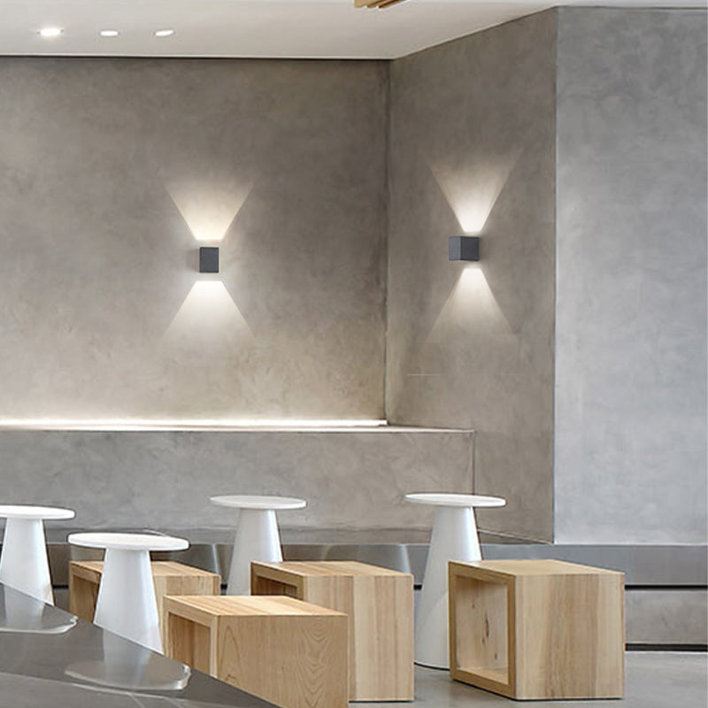 Lámpara de luz cuadrado Lámpara de pared moderna de 1 luz con sombra de cemento gris