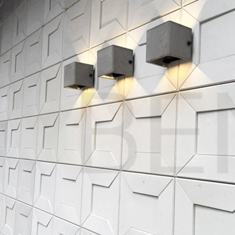 Lámpara de luz cuadrado Lámpara de pared moderna de 1 luz con sombra de cemento gris