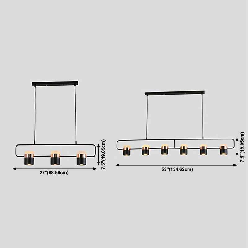 Cylinder Island Light Fixtures Modern Multi-Light Island Chandelier Lights with White Acrylic Shade