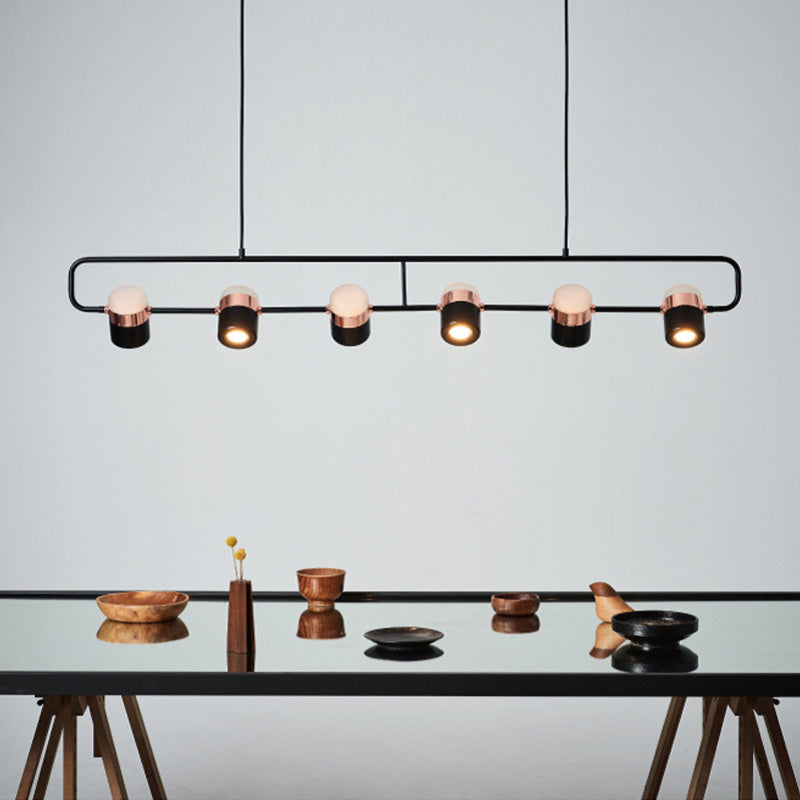 Cylinder Island Light Fixtures Modern Multi-Light Island Chandelier Lights with White Acrylic Shade