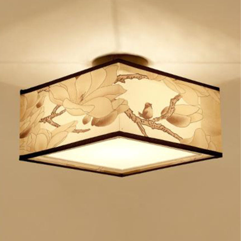 12 Long Fabric Massimale Lampada Cinese Stile Flush Montaggio Lighting Fixtures per Living Room