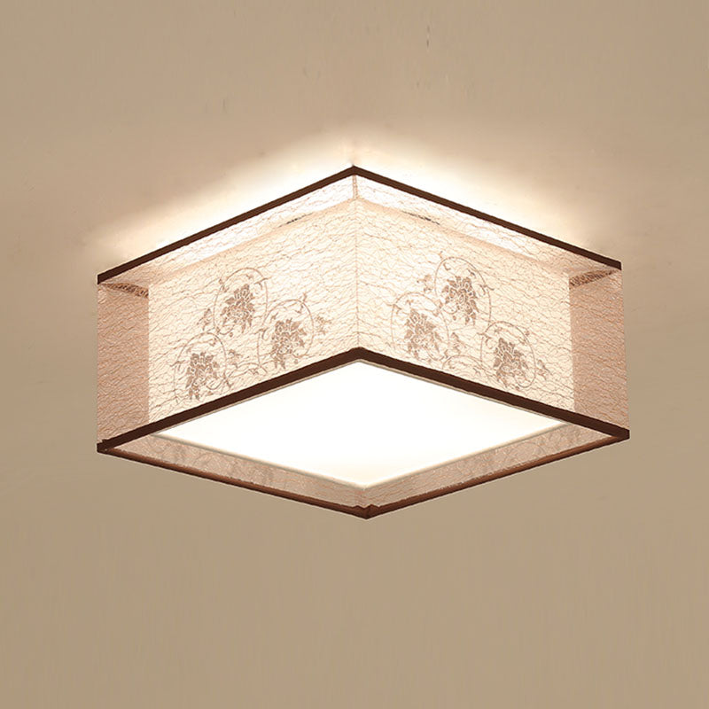 12 Long Fabric Massimale Lampada Cinese Stile Flush Montaggio Lighting Fixtures per Living Room